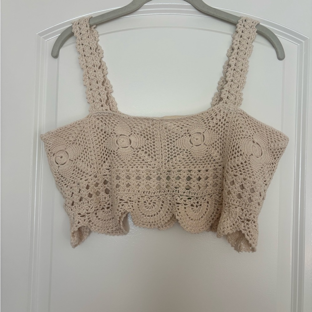 Kimchi Blue Crochet Lace Tan Tank Top